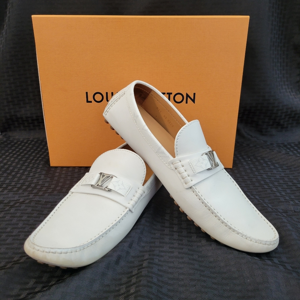 Louis Vuitton Hockenheim White Leather Mocassins Size 11
